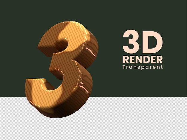 PSD rendering 3d numero 3 isolato