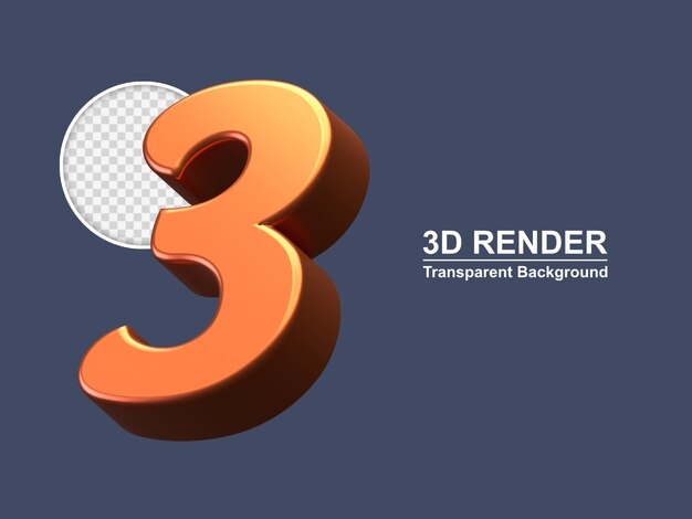 3d rendering number 3 isolated