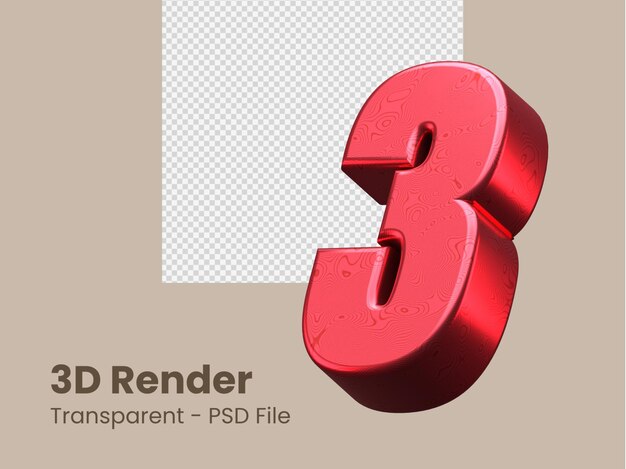 3d rendering number 3 isolated