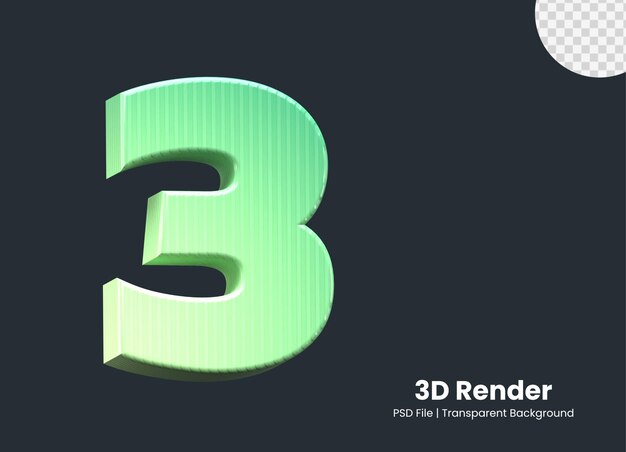 PSD 3d rendering number 3 isolated