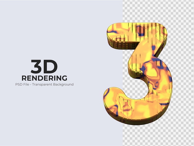 3d rendering number 3 isolated