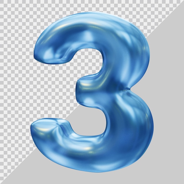 3d rendering of number 3 with modern style