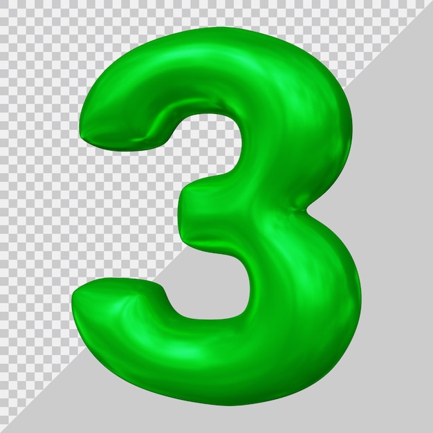 3d rendering of number 3 with modern style