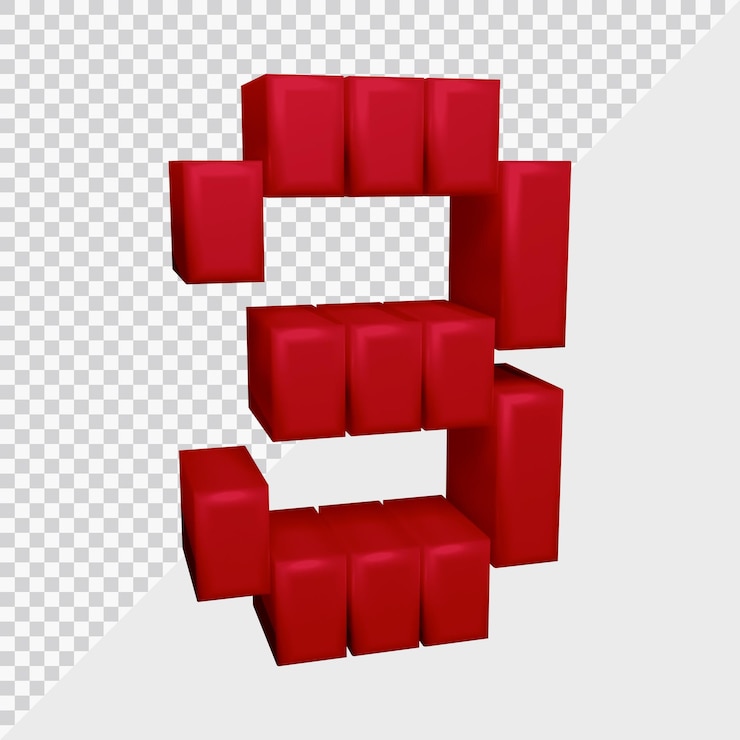 PSD 3d rendering of number 3