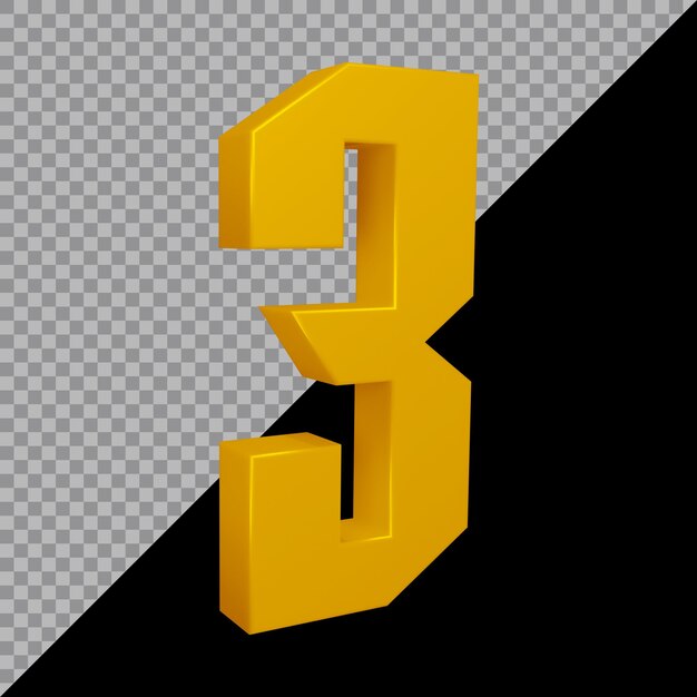 PSD rendering 3d del numero 3