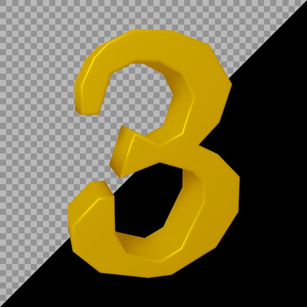 การเรนเดอร์ 3 มิติของหมายเลข 3