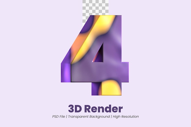 3d rendering number 4 isolated