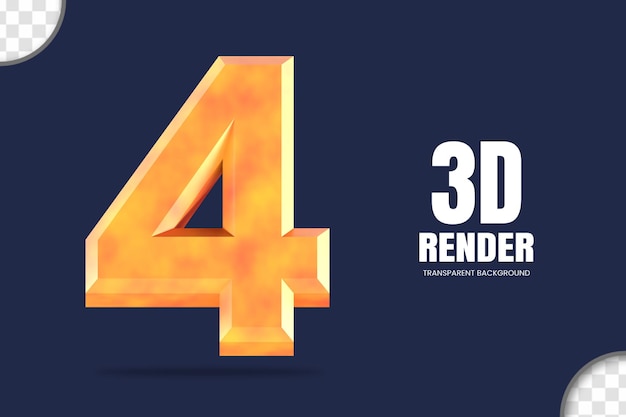 3d rendering number 4 isolated