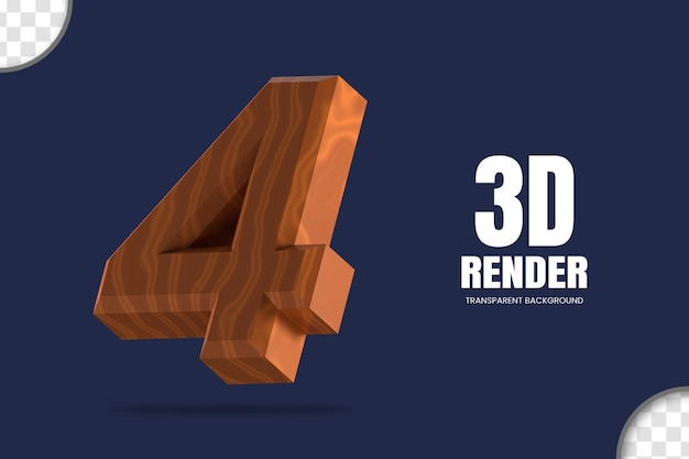 PSD rendering 3d numero 4 isolato