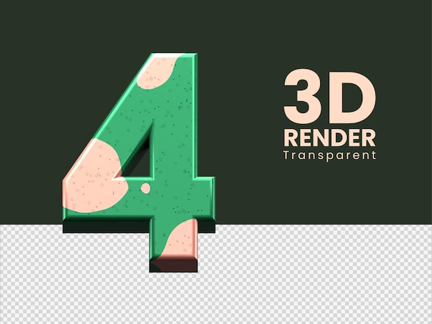 PSD 3d rendering number 4 isolated