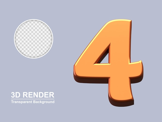 3d rendering number 4 isolated