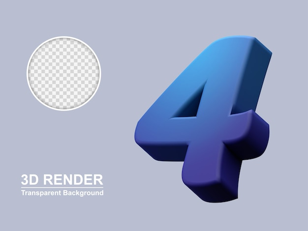 PSD 3d rendering number 4 isolated