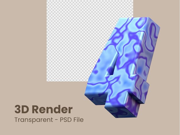 PSD 3d rendering number 4 isolated