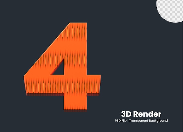 Rendering 3d numero 4 isolato