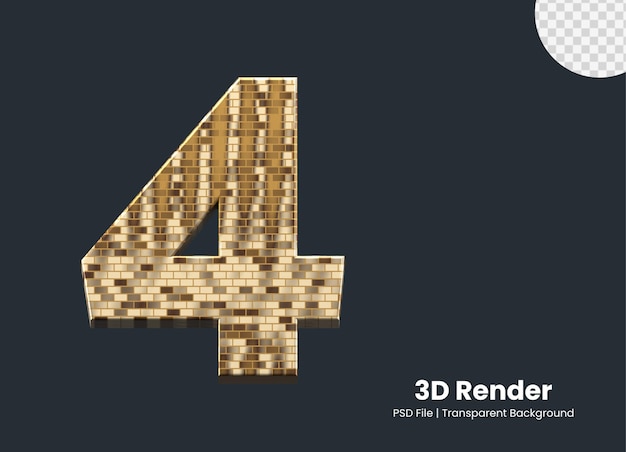 Rendering 3d numero 4 isolato