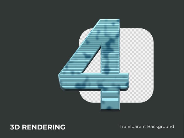 3d rendering number 4 isolated