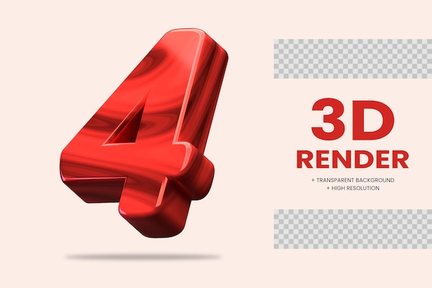 3d rendering number 4 isolated