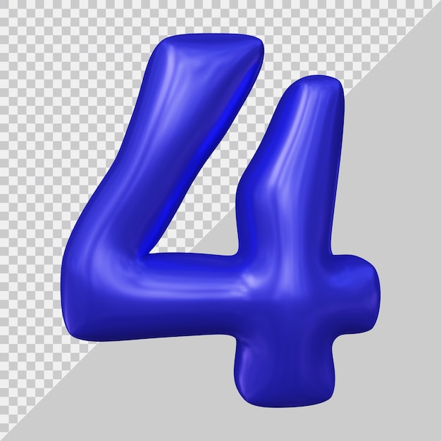 PSD 3d rendering of number 4 with modern style