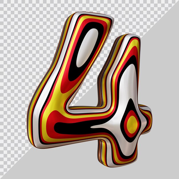 PSD rendering 3d del numero 4 con stile moderno