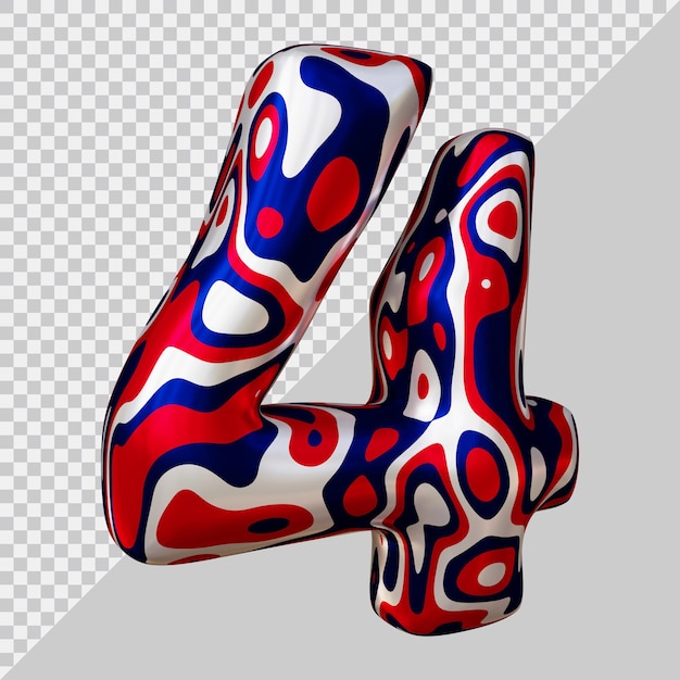 PSD 3d rendering of number 4 with modern style