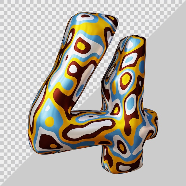 PSD 3d rendering of number 4 with modern style