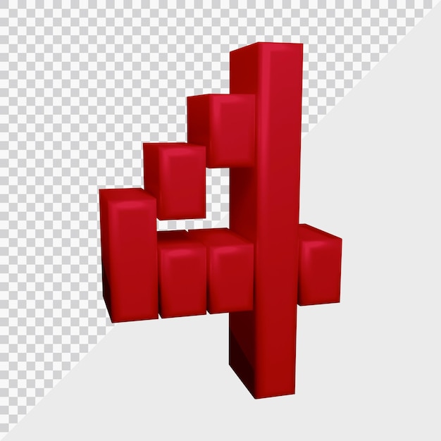 3d rendering of number 4