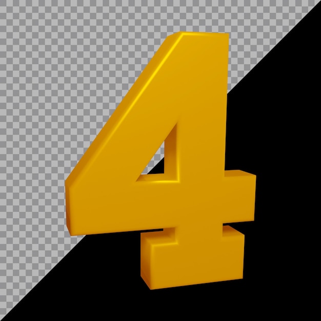 PSD rendering 3d del numero 4