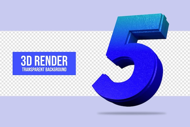 PSD 3d rendering number 5 isolated