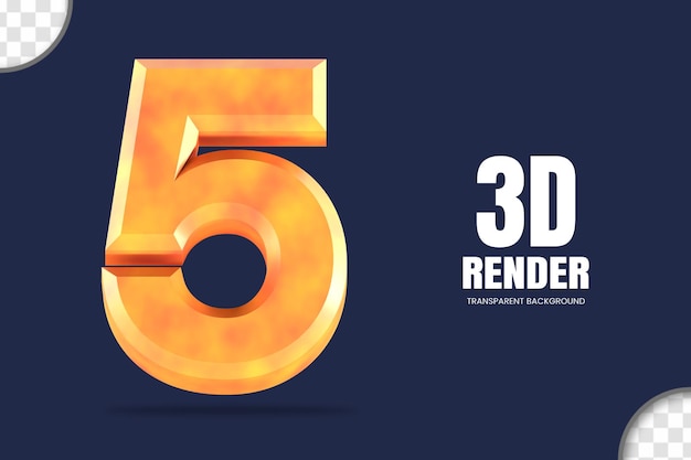 PSD rendering 3d numero 5 isolato