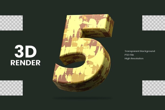 3d rendering number 5 isolated