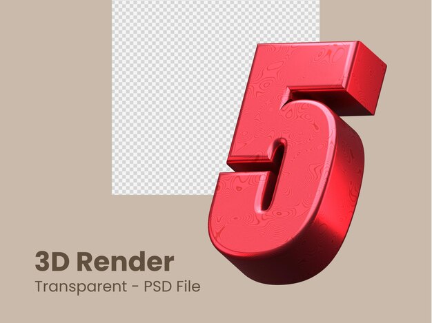 PSD 3d рендеринг номер 5 изолированные