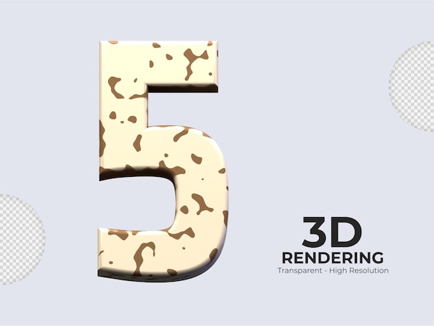 PSD rendering 3d numero 5 isolato