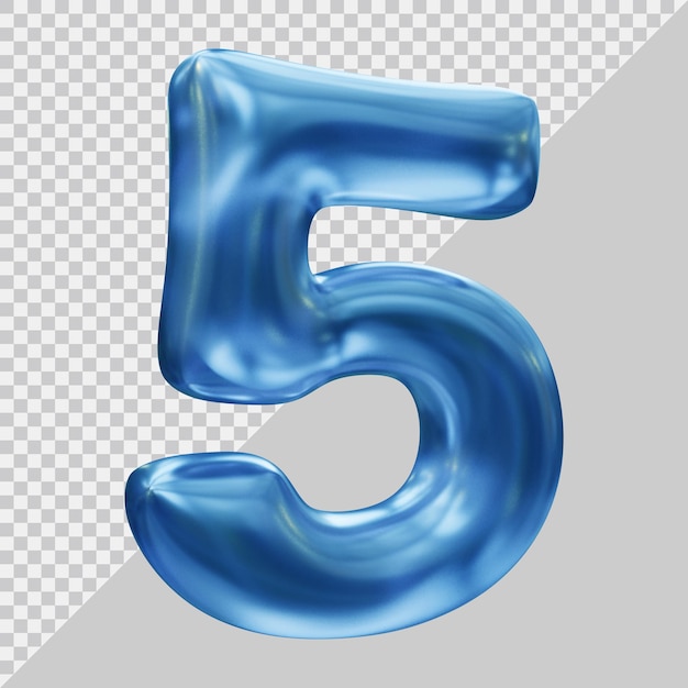 PSD rendering 3d del numero 5 con stile moderno