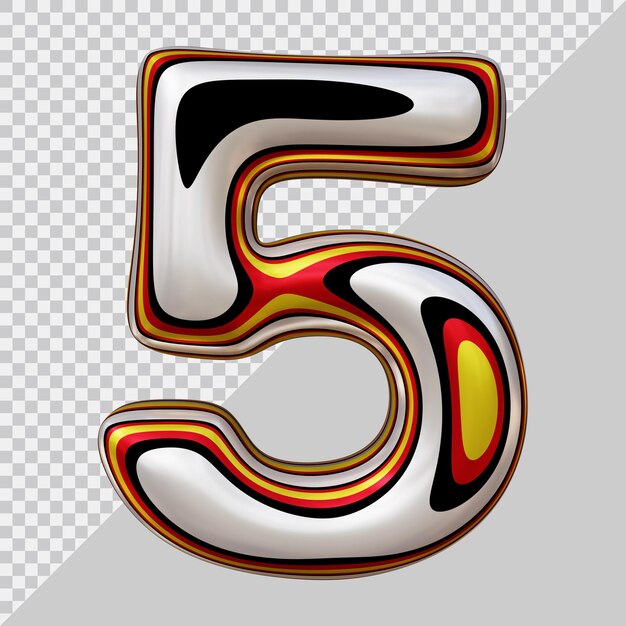 PSD 3d rendering of number 5 with modern style