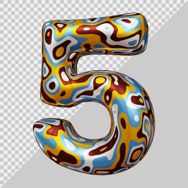 3d rendering of number 5 with modern style