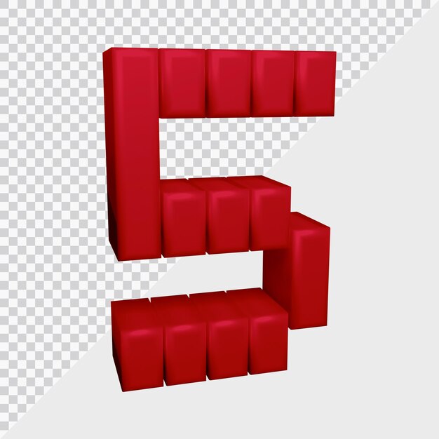 3d rendering of number 5