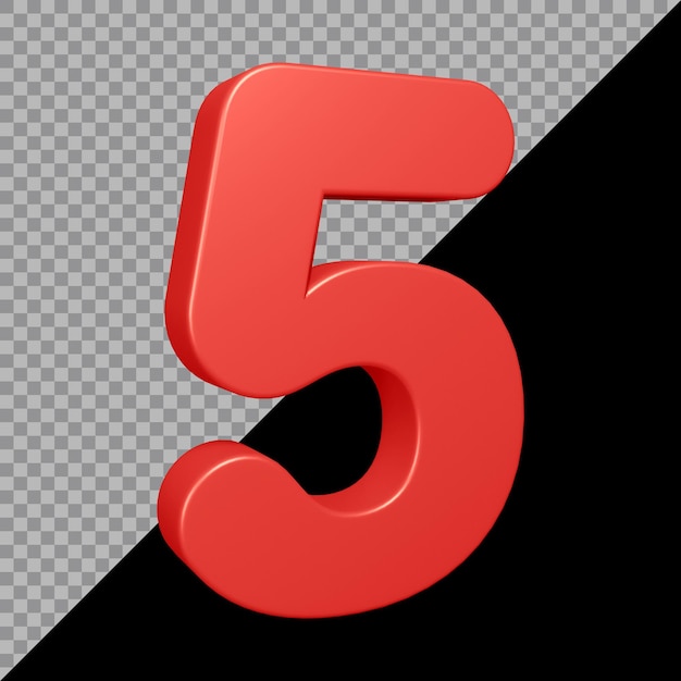 PSD rendering 3d del numero 5