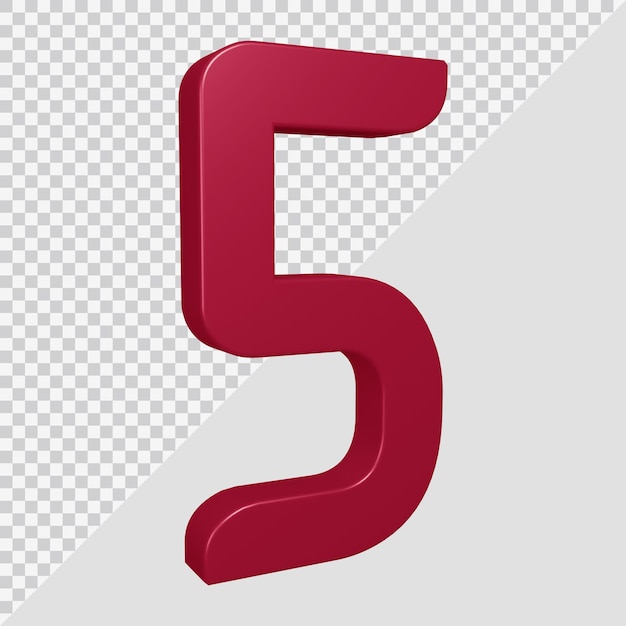 PSD 3d rendering of number 5