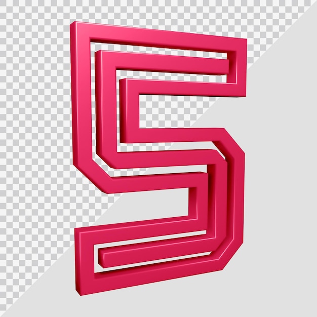 PSD rendering 3d del numero 5