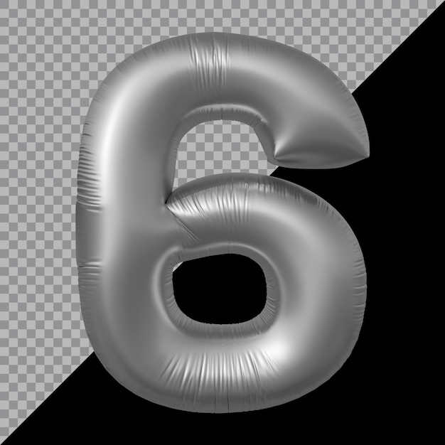3d rendering of number 6 balloon