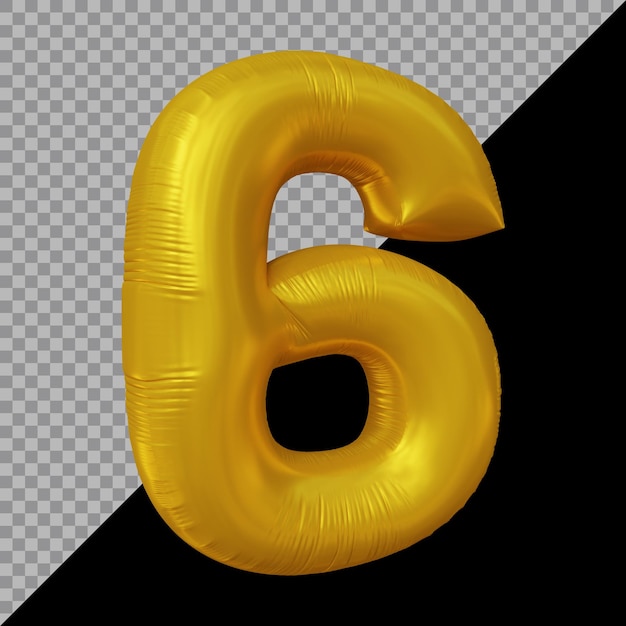 3d rendering of number 6 balloon