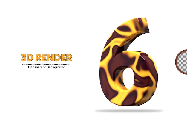 Rendering 3d numero 6 isolato