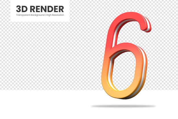 3d rendering number 6 isolated