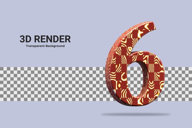 PSD rendering 3d numero 6 isolato