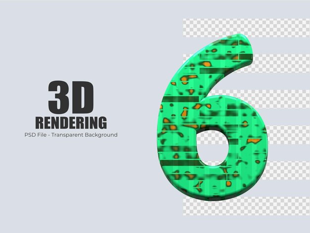 3d rendering number 6 isolated