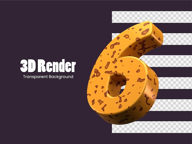 PSD rendering 3d numero 6 isolato