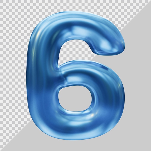 3d rendering of number 6 with modern style