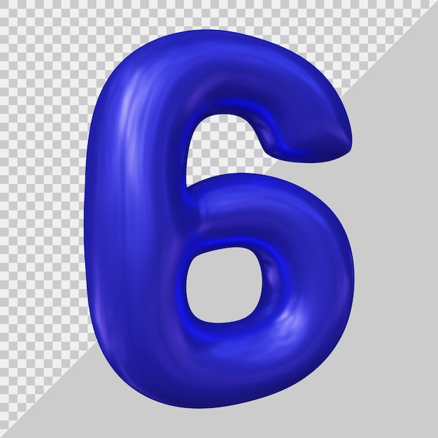 3d rendering of number 6 with modern style