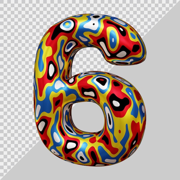 3d rendering of number 6 with modern style