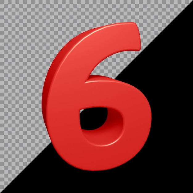 PSD rendering 3d del numero 6